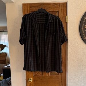 Michael Brandon Black Plaid Casual Button Down Shirt